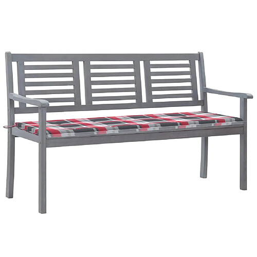 vidaXL Banc de jardin 3 places avec coussin 150 cm Gris Eucalyptus