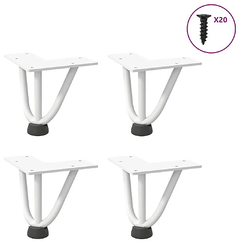 vidaXL Pieds de table en forme d'épingle à cheveux 4 pcs blanc 10 cm