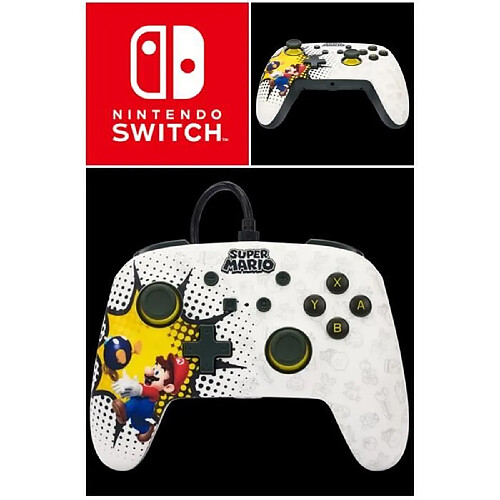 Power A Manette filaire SWITCH Améliorée MARIO Bob-omb Blast Officielle Nintendo avec Câble USB détachable