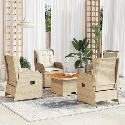 vidaXL Salon de jardin avec coussins 5 pcs beige résine tressée