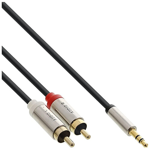 InLine® Slim Audio Cable 3.5mm mâle à 2x RCA mâle 0.5m