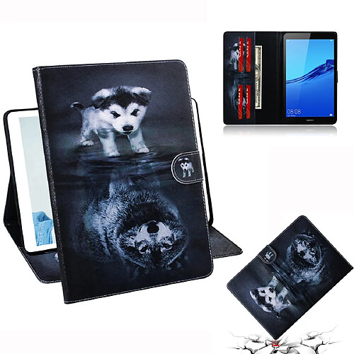 Wewoo Housse Coque Étui à rabat horizontal en cuir avec motif Wolf et Chien pour Huawei MediaPad M5 Lite 8 / Honneur Tab 5avec support et fente carte et porte-monnaie