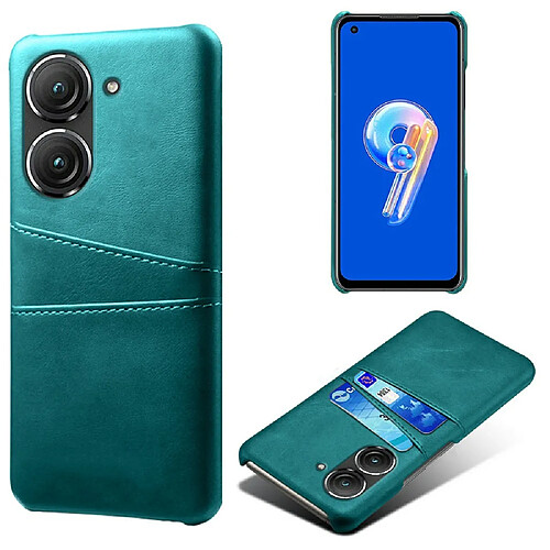 Coque en TPU + PU anti-chocs avec deux porte-cartes pour votre Asus Zenfone 9 5G - vert