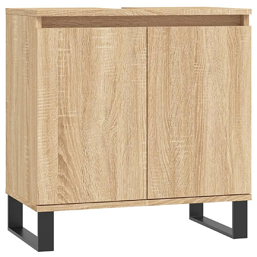 Maison Chic Armoire de bain,Meuble de rangement de salle de bain,Meuble haut chêne sonoma 58x33x60 cm bois d'ingénierie -GKD587701