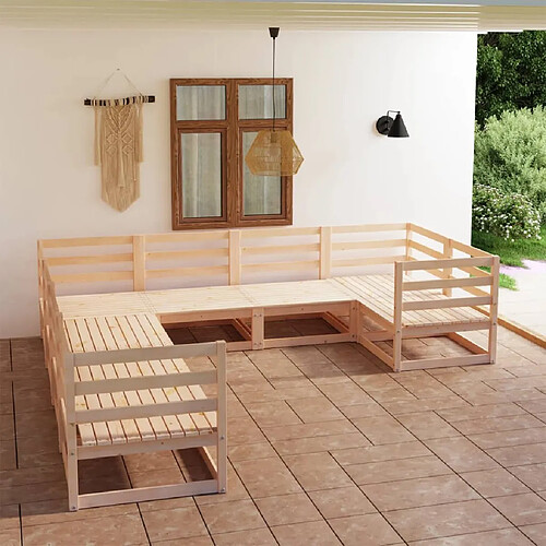 vidaXL Salon de jardin 8 pcs bois de pin massif