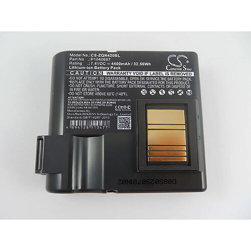 vhbw Li-Ion Batterie 4400mAh (7.4V) pour imprimante d'étiquettes Zebra QLN420 comme P1040687, P1050667-016.