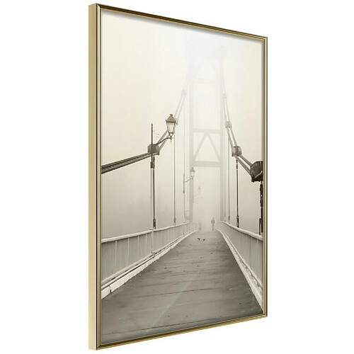 Paris Prix Affiche Murale Encadrée Bridge Disappearing into Fog 30 x 45 cm Or