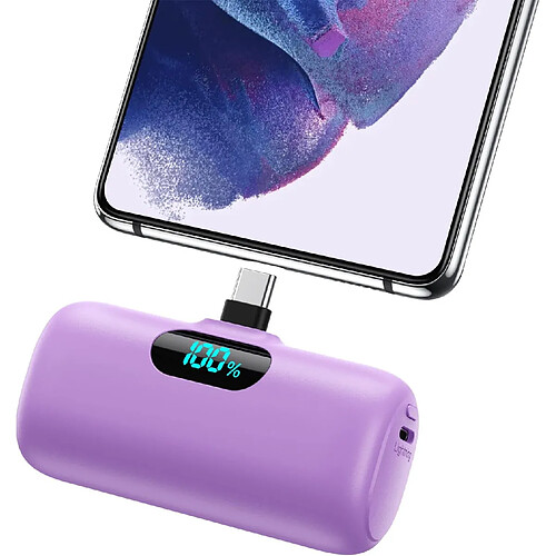 SANAG Batterie Externe Usb C 5000Mah, 15W 3.0A Charge Rapide Chargeur Portable Mini Power Bank Avec Écran Lcd Compatible Avec Samsung S23,S22/Note/Huawei/Moto/Lg/Pixel/Nexus,Usb C Phones Etc - Pourpre