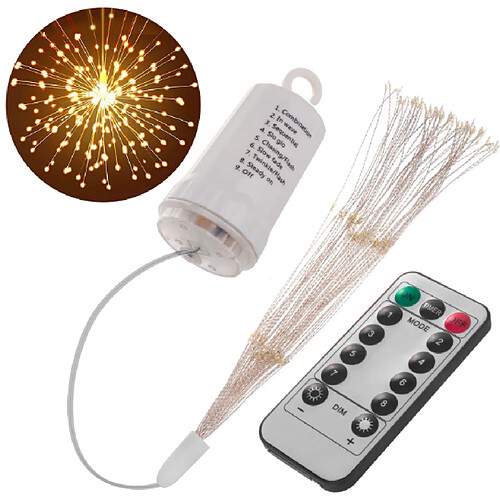 Lampe 3D LED étoile feu d'artifice suspendue Maclean MCE419 lumière décorative 4xAA 8 modes IP44 blanc chaud avec télécommande