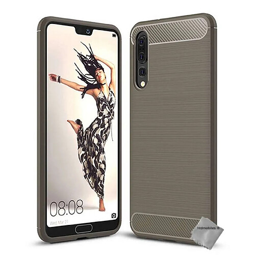 Htdmobiles Coque silicone gel carbone pour Huawei P20 Pro + film ecran - GRIS