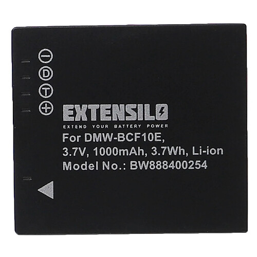 Vhbw EXTENSILO Batterie compatible avec Panasonic Lumix DMC-FP8K, DMC-FP8N, DMC-FP8P, DMC-FP8R appareil photo, reflex numérique (1000mAh, 3,7V, Li-ion)