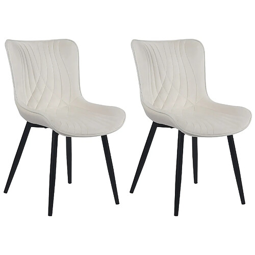 Decoshop26 Lot de 2 chaises de salle à manger coutures décoratives assise en PVC crème 10_0001675