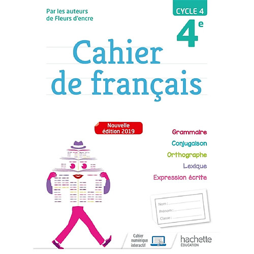 Cahier de français 4e, cycle 4