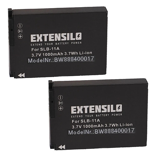 Vhbw EXTENSILO 2x Batteries compatible avec Samsung Digimax WB100, ST1000, ST5000, ST5500 appareil photo, reflex numérique (1000mAh, 3,7V, Li-ion)