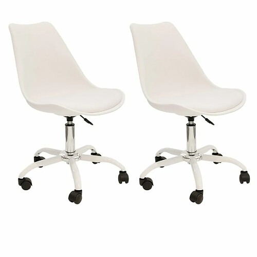 Paris Prix Lot de 2 Chaises à Roulettes Kiruna 92cm Blanc