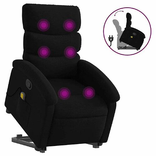 Maison Chic Fauteuil Relax pour salon, Fauteuil de massage inclinable Noir Tissu -GKD39883