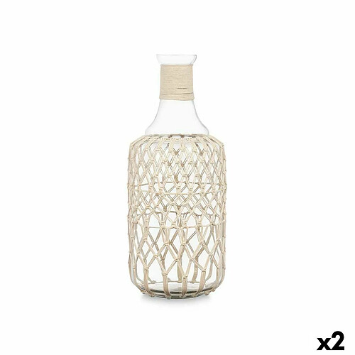 Gift Decor Bouteille Décorative Blanc Transparent verre Corde 19 x 48 cm (2 Unités)