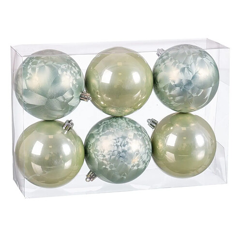 BigBuy Home Boules de Noël Vert Plastique Ø 8 cm 23,5 X 16 X 8 CM (6 Unités)