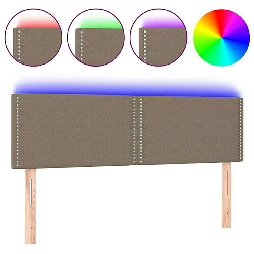 Maison Chic Tête de lit moderne à LED lumineuse pour chambre - Décoration de lit Taupe 144x5x78/88 cm Tissu -MN50943