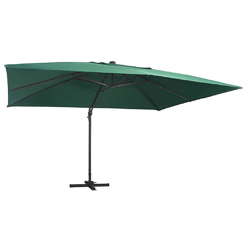 ComfortXL Parasol Déporté Avec Lumières LED Aluminium 400x300 Cm Vert