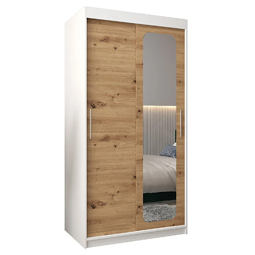 Abiks Meble Armoire PROMO T2 À Portes Coulissantes 200/100/62 2 Portes (Blanc/Artisan)