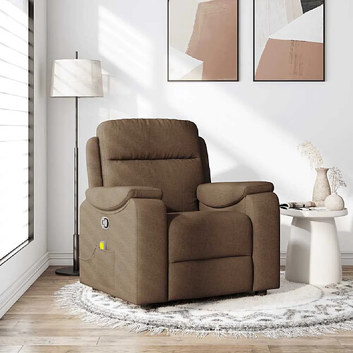 vidaXL Fauteuil de massage inclinable Marron Tissu