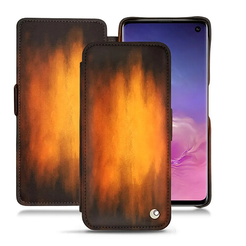 Housse cuir Samsung Galaxy S10 - Rabat horizontal - Fauve Patine - NOREVE