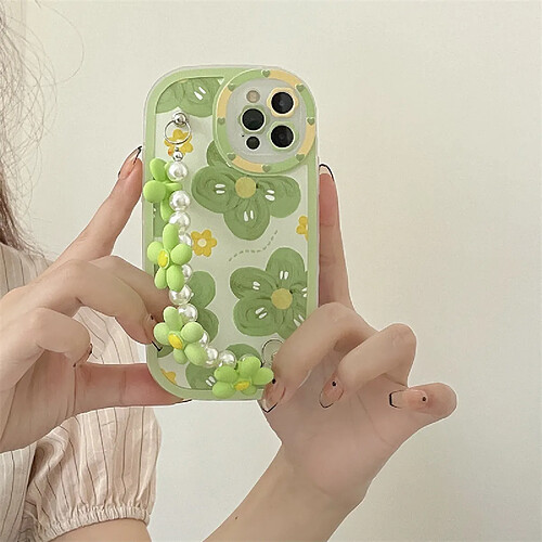 GUPBOO Étui pour iPhone11ProMax Peinture à l'huile fleurs style coréen étui pour téléphone portable chaîne silicone femmes