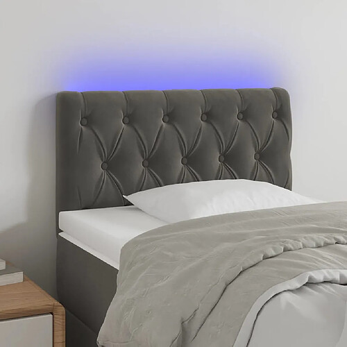 vidaXL Tête de lit à LED Gris foncé 80x7x78/88 cm Velours