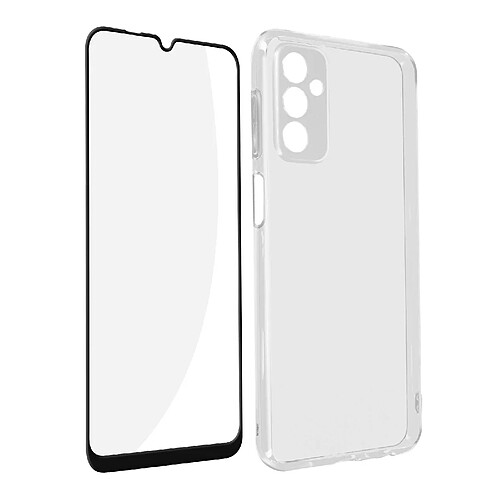 Avizar Coque Samsung Galaxy A23 5G Silicone Souple Film Verre Trempé noir