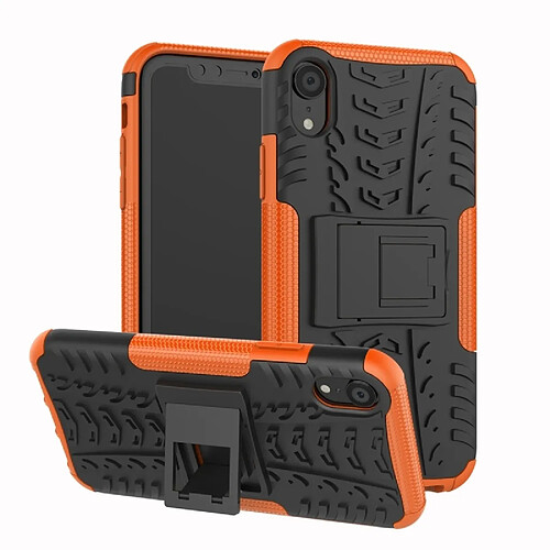 Wewoo Coque Pneu Texture TPU + PC antichoc pour iPhone X / XS, avec support (Orange)