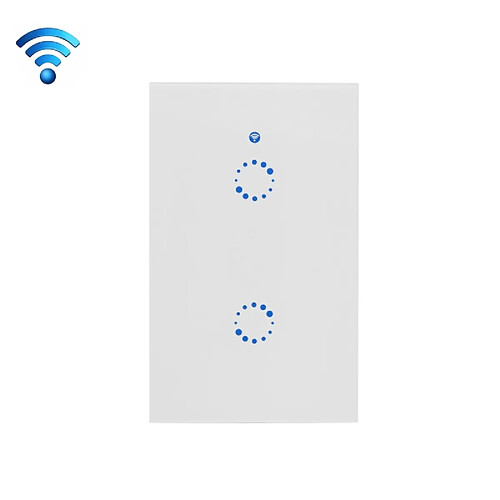 Wewoo Interrupteur connecté sans fil Touch mural en verre trempé, 2 voies, 120 mm, compatible avec Alexa et Google Home, AC 90V-250V 2A, prise US