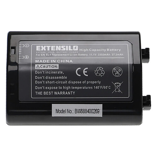 Vhbw EXTENSILO Batterie remplacement pour Nikon EN-EL4, EN-EL4a, EN-EL4e pour appareil photo, reflex numérique (3350mAh, 11,1V, Li-ion)