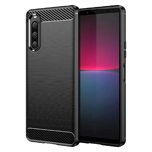 Htdmobiles Coque pour Sony Xperia 10 V - housse etui silicone gel carbone + verre trempe - NOIR