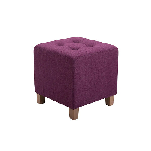 Decoshop26 Tabouret bas repose-pieds pouf capitonné en tissu lila pieds en bois 45x46 cm 10_0000160