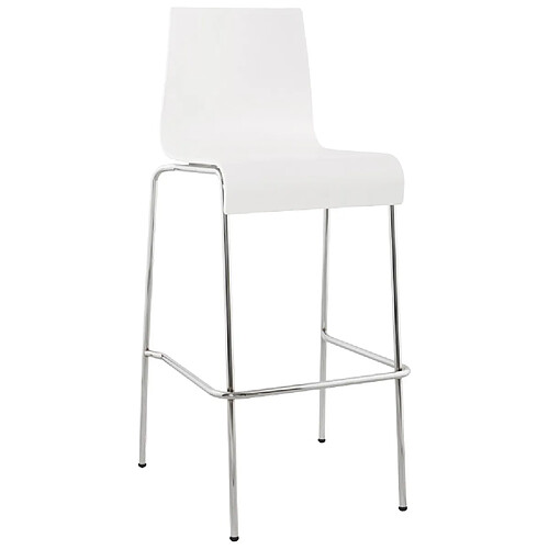 Alterego Tabouret haut 'KWATRO' empilable en bois blanc sur 4 pieds