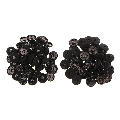 50 boutons-pression à coudre pour vêtements, noir 1.8cm