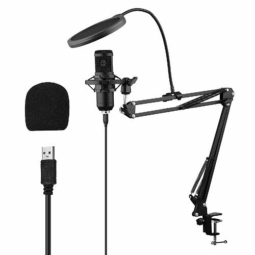 Justgreenbox Ensemble de microphone à condensateur USB avec pince de montage de bureau Support de bras en ciseaux Manchon de filtre anti-pop Câble de montage antichoc - 1005001626156364