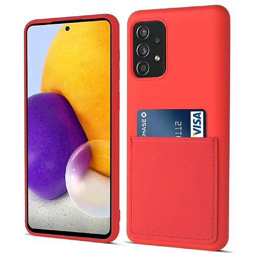 Coque en silicone antichoc avec porte-carte rouge pour votre Samsung Galaxy A72 4G/5G