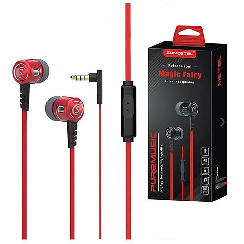 UNIVERSAL HEADPHONES SOMOSTEL SMS-SJ01B 3.5 INCH RED EAR MAGIC FAIRY - FLAT CABLE