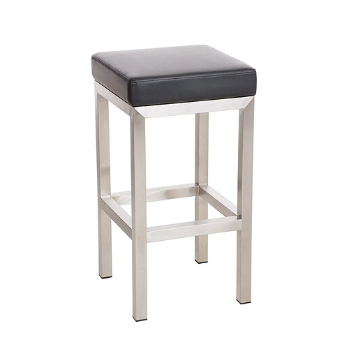 Decoshop26 Tabouret de bar x1 avec repose-pieds design simple hauteur d'assise 85 cm en PVC noir et support en acier inoxydable 10_0005419