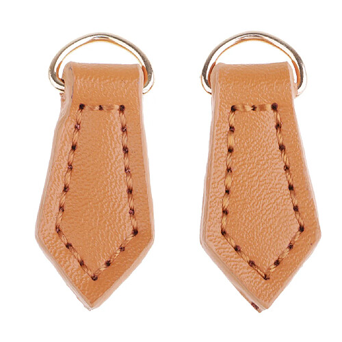 2 Pcs En Cuir Zipper Tags Fixer Tirer Remplacement BRICOLAGE Portefeuille Sac À Main Brown