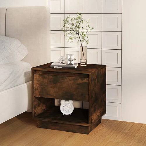 vidaXL Table de chevet Chêne fumé 45x34x44 cm Bois d'ingénierie