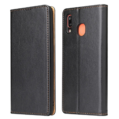 Wewoo Housse Coque Etui en cuir à rabat horizontal PU + TPU avec support et emplacements pour cartes et portefeuille Galaxy A20 et A30 Noir