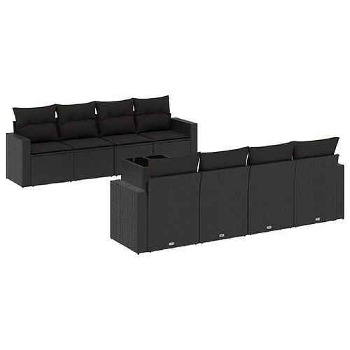 Maison Chic Salon de jardin 9 pcs avec coussins | Ensemble de Table et chaises | Mobilier d'Extérieur noir résine tressée -GKD75575