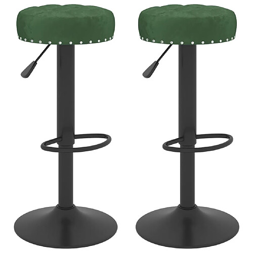 vidaXL Tabourets de bar 2 pcs Vert foncé Velours