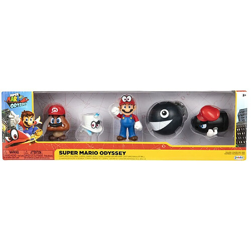 Jakks Coffret 5 Figurines super Mario odyssey, goomba,mario,bullet