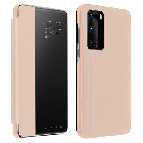 Avizar Étui Huawei P40 Pro Clapet Translucide Protection Rigide rose gold