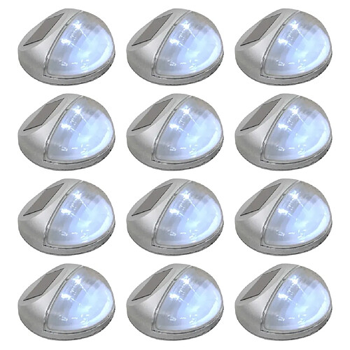 vidaXL Lampe solaire murale à LED d'extérieur 12 pcs Rond Argenté