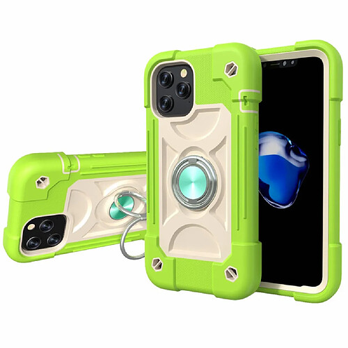 Coque en TPU + silicone hybride avec béquille à anneaux doubles couleur goyave pour votre Apple iPhone 12/12 Pro